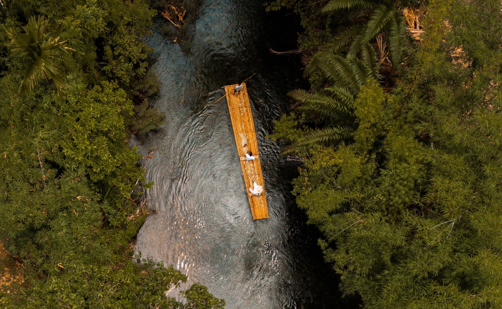 Bamboo Rafting, Seen from Above